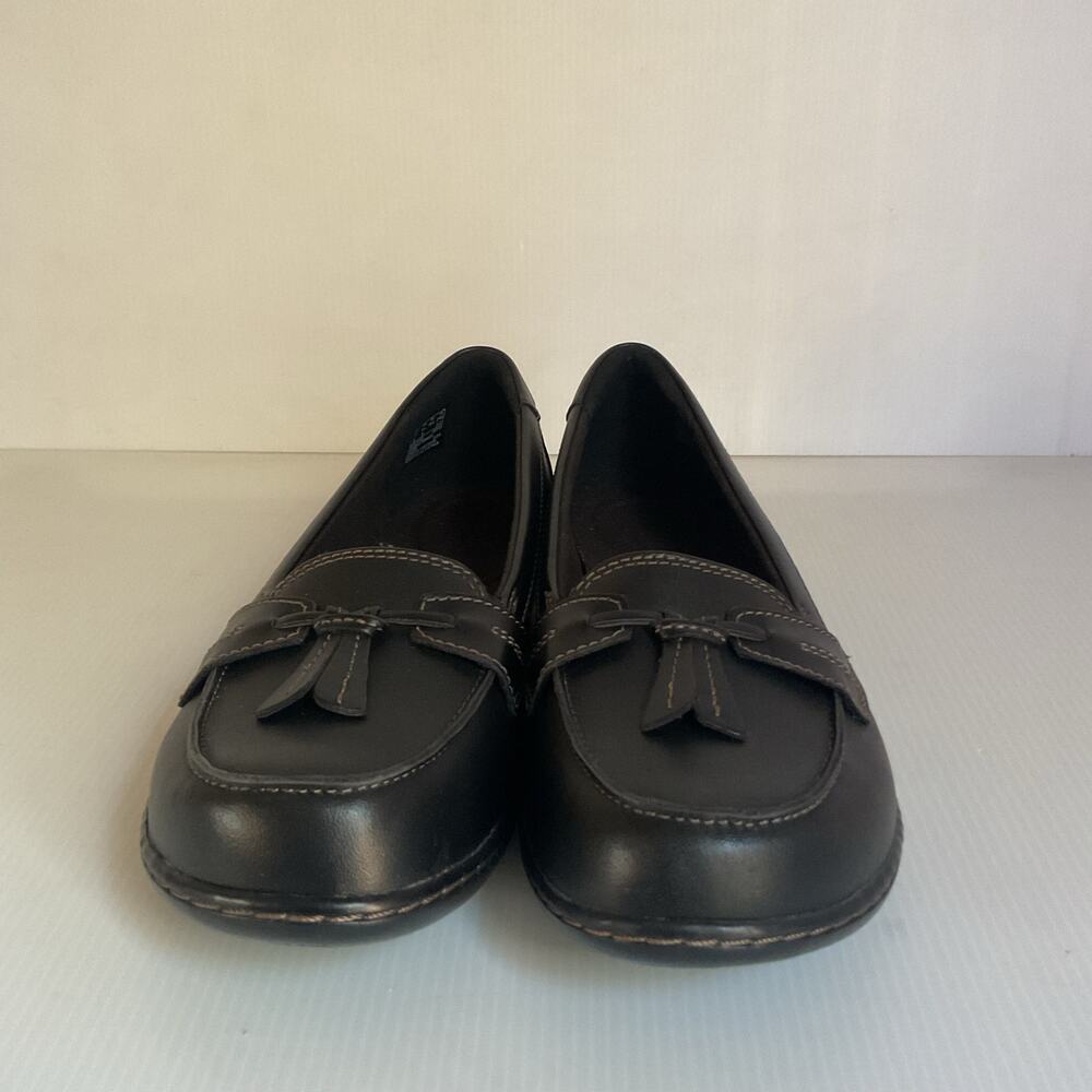 Clarks Collection Black Leather Loafers Women’s 8.5 Ultra Comfort Tassel - Picture 4 of 8